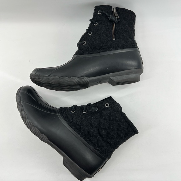 Sperry Quilted Duck‎ Boots Black Sz 8.5 Waterproof - Picture 1 of 11